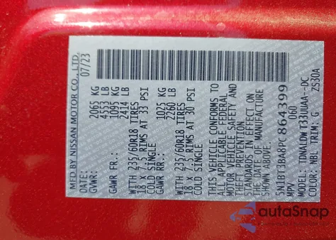 2023 Nissan Rogue Sv Fwd from USA, damaged, VIN 5N1BT3BA8PC864399